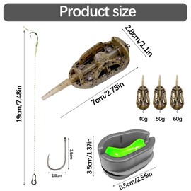 Fyfjur Method Feeder Set, 3-Piece Feeder Accessories with Fishing Hooks (Size 2), Fishing Feeder Basket, Fishing, Method Feeder, Fishing Feeder Set, 40/50/60 g, Carp Accessories