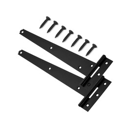 Primes DIY 250 mm T-Hinge Black Japanned, Rustproof Powder Coating, T Strap Hinges Ideal for External Use On Gate Doors, Metal Tee Hinges with Weather Resistant, Shed Door and Barn Door (Pair)