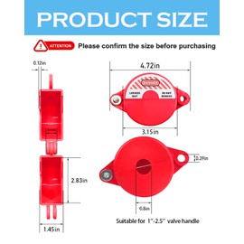 Gate Valve Lockout & Faucet Spigot Padlock, Safety Lock Device with Password Key for Outside Garden Valve/Water Spigot,1 to 2-1/2 in Dia Valve Handles (ABS Red)
