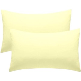 2 Pack Poly-Cotton Pillowcases |Envelope Closure| Ultra Soft Premium Quality Housewife Plain Pillow Case Cover For Bedroom Pillowcases Pair - 50 X75cm (Cream)
