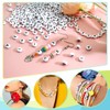 TOAOB 500pcs 4x7mm Vowels Letter Beads Round White Letter Beads