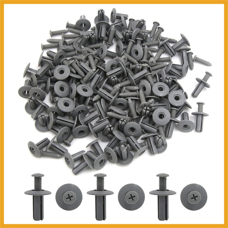 Partuto 100 Pcs 8mm Hole Gray Rivets Fastener Push Clips