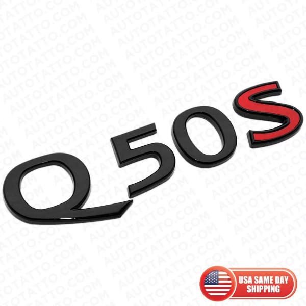 AutoTatoo For Infiniti Q50S Rear Trunk Letter Badge Emblem Nameplate
