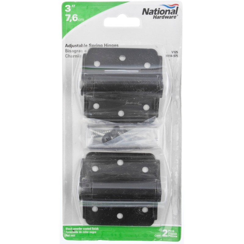 National Hardware N114-975 125 Adjustable Spring Hinges in Black, 3",