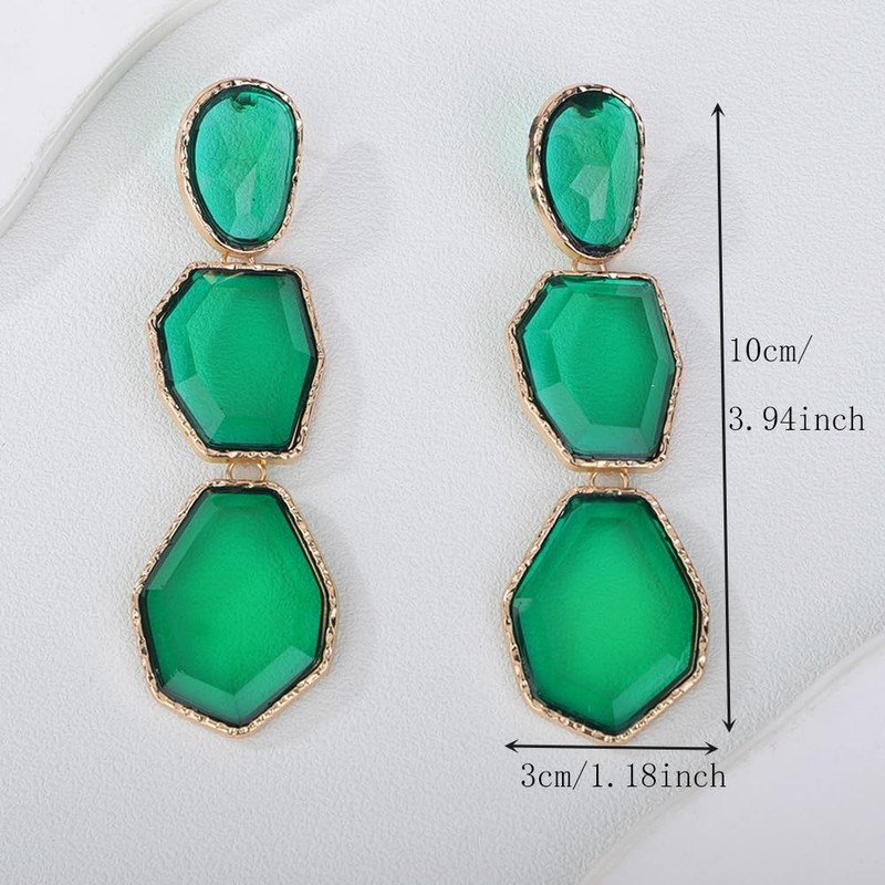Women Boho Dangle Earrings Statement Green