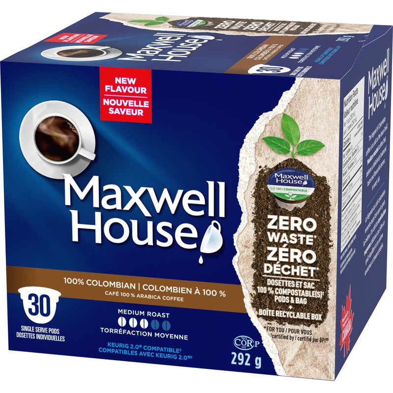 Maxwell House Colombian Coffee 100% Compostable K Cup Pods, 292g