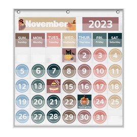 Monthly Calendar Pocket Chart for the Classroom with 88 Cards, Printed Days of the Week, Learning for School, Essential Teacher Material to Fit Any School Institution (White)