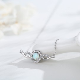 PRAYMOS Sister Necklace 925 Sterling Silver Infinity Heart/Opal/Turtle Pendant Chain Adjustable Friendship Jewellery Birthday Gifts for Women Girls Sister Friends, Sterling Silver, Cubic Zirconia