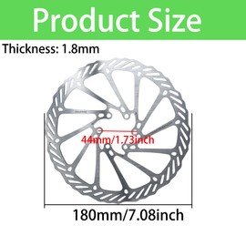 ZCLGOOD 180mm Stainless Steel Disc Brake Rotor with 6 Bolts, Bicycle Brakes Kit for Mountain Road Bike MTB BMX, Opposite Hole Distance 44mm