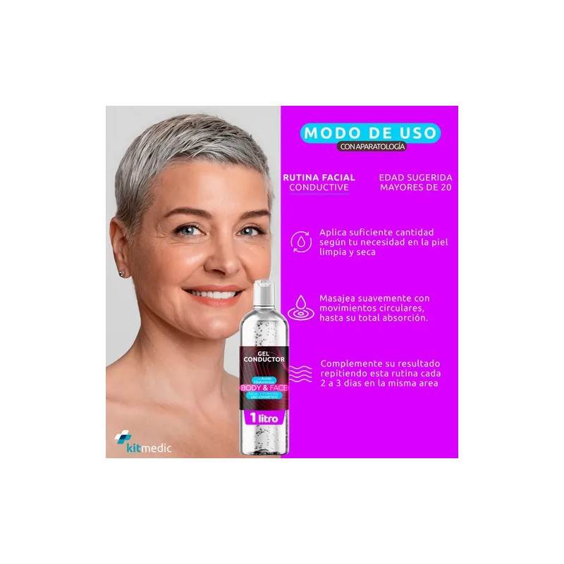 Gel Conductor Acido Hialurónico Antiedad Corporal Facial 1lt Conductor