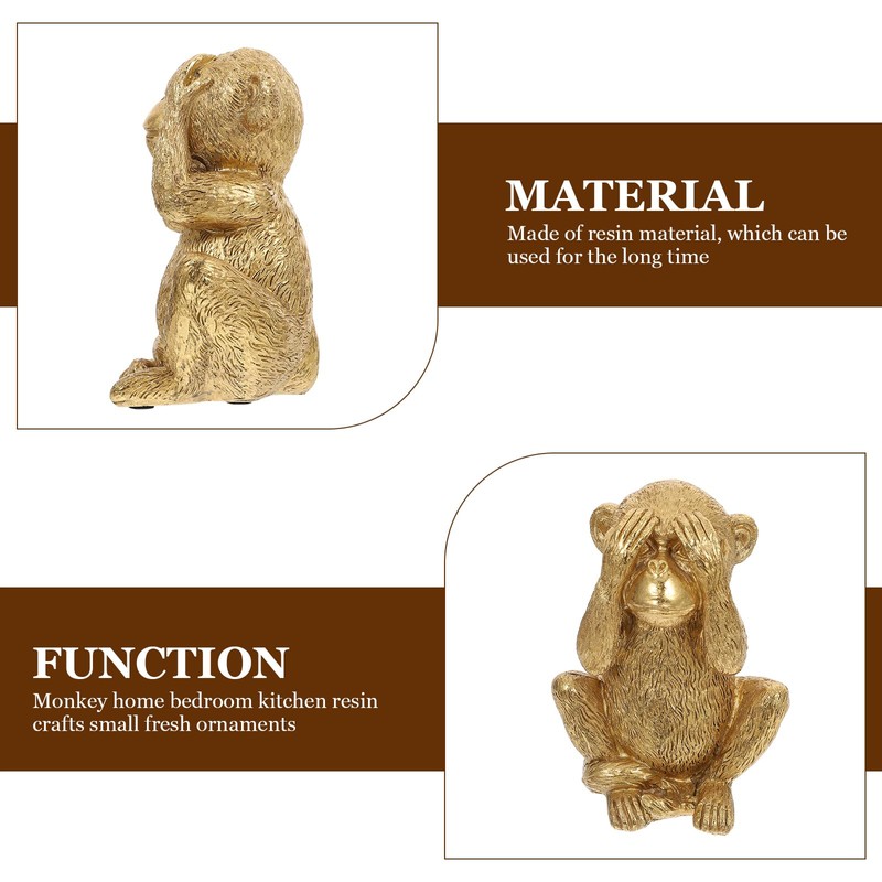 Housoutil Resin Monkeys, Nothing See Gold Monkey Statue, Evil Golden