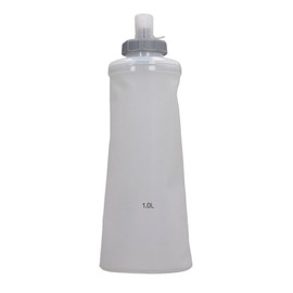 Fockety 1L Collapsible Water Bottle, TPU Foldable Portable Soft Bottle, Reusable Leak-Proof Sports Travel Water Bottle for Hydration Pack, Hiking, Cycling