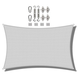 COARBOR 17'x19' Sun Shade Sail with Hardware Kit Rectangle Light Grey Sunshine Block Fabric Canopy Shade Cover Perfect for Patio Deck Yard Outdoor Garden