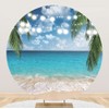 Laeacco 7.2x7.2ft Tropical Beach Round Backdrop Cover Seaside Ocean Palm