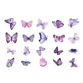 Kurimi Stickers Set of 40 Butterflies, Foil Stamping, Wrapping, Stylish, DIY Stickers, Cute, Notebook, Decorative (Purple)