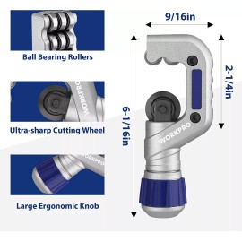 WORKPRO 3-PIECES Tubing Cutter Set Pipe Cutter with 1-1/4" Cutting Capacity NEW