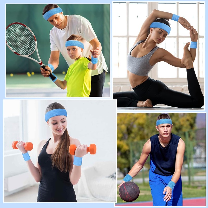 Hatstar 3-Piece Sweatband Set, Sweatbands for Wrist and Head, Headband