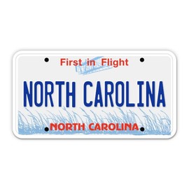 Squiddy North Carolina State License Plate Style - Vinyl Sticker Decal for Phone, Laptop, Water Bottle (3.5" Wide)