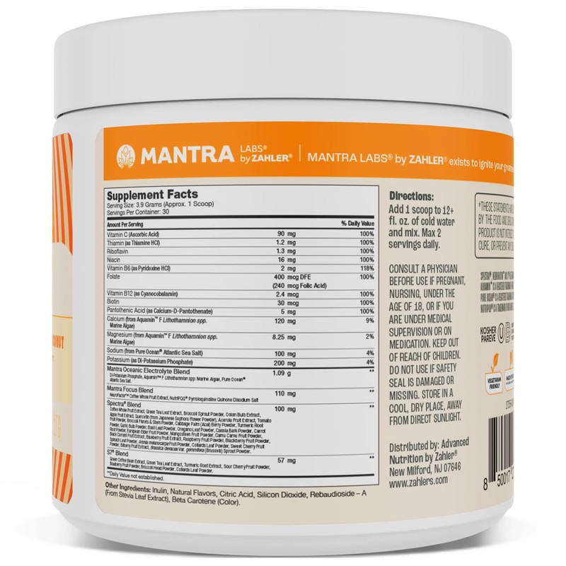 Zahler Mantra Rise, The Energy and Focus Supplement, Citrus Coconut
