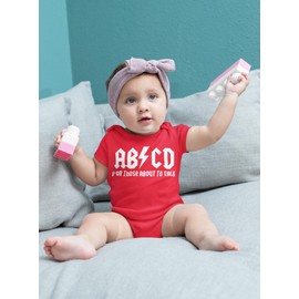 ABCD For Those About to Talk - Funny Lil Rocker Music Lover Infant Novelty Romper Baby Bodysuit (Red, 0-3 Months)
