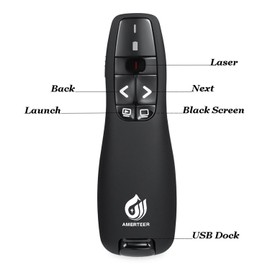 AMERTEER Wireless Presenter, 2.4GHz Powerpoint Presentation Remote Control Office PowerPoint PPT Remote Controller Clicker Flip Pen