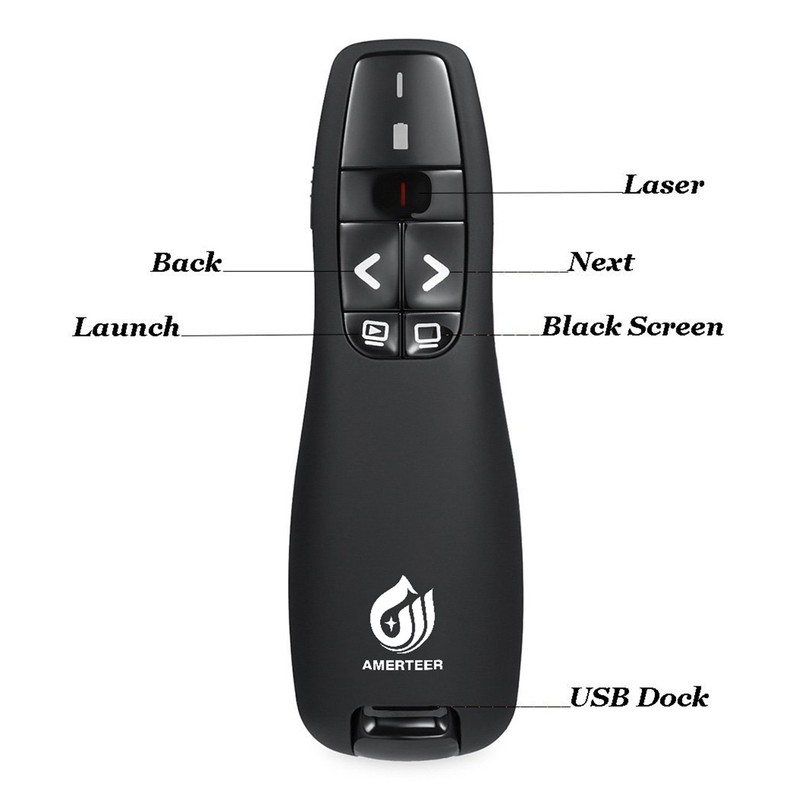 AMERTEER Wireless Presenter, 2.4GHz Powerpoint Presentation Remote Control Office PowerPoint