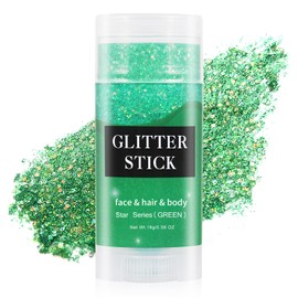 MEICOLY Green Body Glitter Stick,Christmas Green Face Glitter,Stocking Stuffers for Christmas,Waterproof Party Festival Chunky Glitter Makeup,Mermaid Sequins Glitter Face Paint for Women Kids