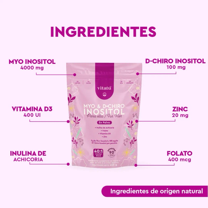 Suplemento en polvo Vitatú Suplemento Myo Y D-chiro Inositol x