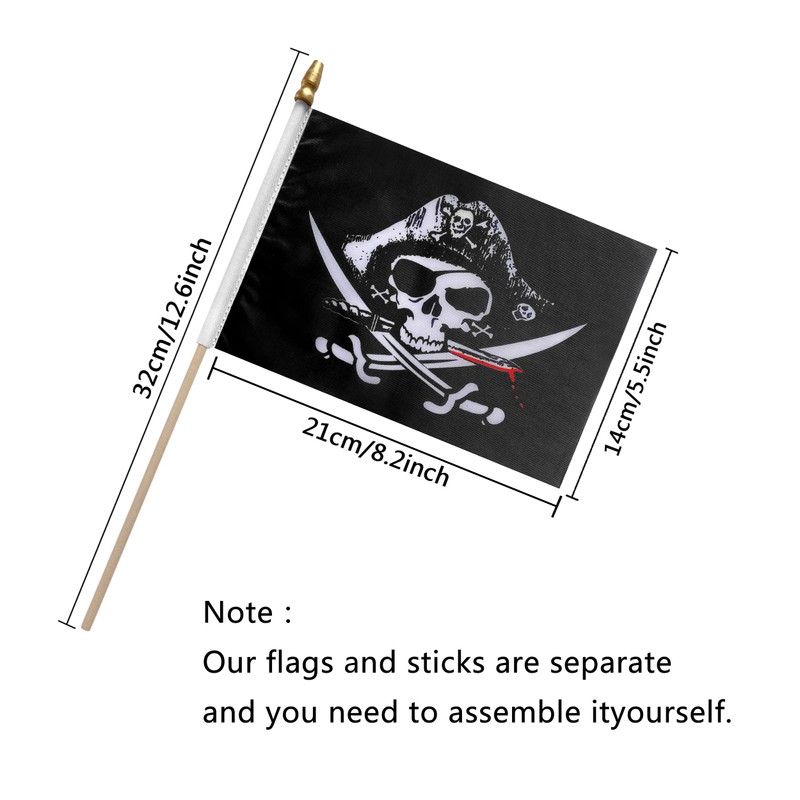TSMD Pirate Dead Man's Chest Jolly Roger Stick Flag Small