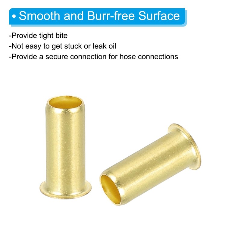 PATIKIL Brass Compression Insert, 25 Pcs 8mm OD x 6mm