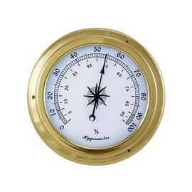 NKlaus Brass Hygrometer, 14.5 x 10 x 4.2 cm - Stylish Nautical Retro Decoration for Maritime Accents 16119