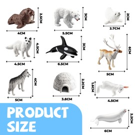 LYSHOOCE 10 Piece Toy Set with Arctic Animals Polar Fox Seals and Mini Sea Dwellers for Children's Games (Arctic Animals)