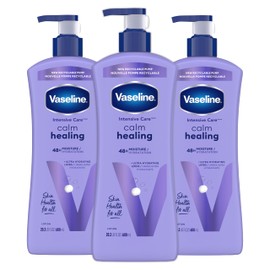 Vaseline Intensive Care Calm Healing Body Lotion 3 count for Dry Skin Made with Ultra-Hydrating Lipids and Lavender Extract to Heal and Restore Dry Skin 20.3 oz