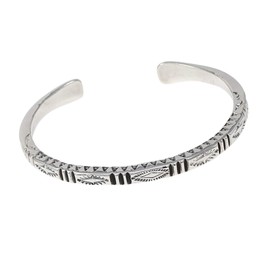 VN Jewelry Men's Solid 925 Sterling Silver Bar Cuff Bangle Bracelet - Adjusable Size