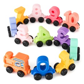 KADAYAYA Trains Toy Set with Number Train Set for Children Magnetic Train Toy Car Plastic Number Railway Toy Montessori Learning Toy Gifts for Boys Girls 3 4 5 6 Years