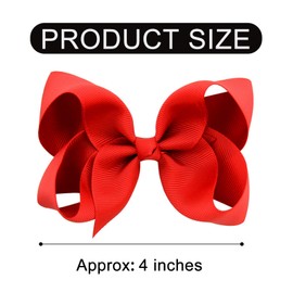 DEEKA 16 PCS 4" Hand-made Hair Bow Grosgrain Ribbon Solid Color Hair Bow Alligator Clips Hair Accessories for Little Teen Toddler Girls -Red