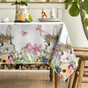Horaldaily Easter Tablecloth 60×84 Inch Rectangular, Spring Flower Bunny Washable