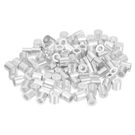 sourcing map 120Pcs Aluminum Crimping Loop Sleeve for 1/8" Diameter Wire Rope, Round Aluminum Wire Rope Sleeve for Cable Line End
