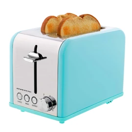 OVENTE 2 Slice Toaster, Extra Wide Slot with 6 Toast Settings, Stainless Steel Body and Removable Crumb Tray, Compact Countertop Toaster for Bread, Muffin, Croissant, Bagel, Waffles, Turquoise TS2450T