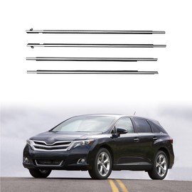 4PCS Outside Front Rear Chrome Weatherstrip Window Moulding Trim Seal Belt Fit for Toyota Venza 2009-2016 Replace 75711-0T010 75712-0T010 75721-0T010 75722-0T010