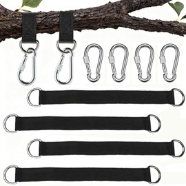 Tree Swing Hanging Straps with Carabiners D-Rings Heavy Duty Pack of 4