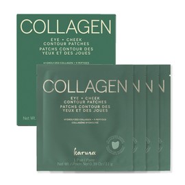 Karuna Máscara de hidrogel de colágeno para ojos y mejillas, paquete de 4  Hojas antienvejecimiento de K-Beauty para debajo de los ojos con colágeno,