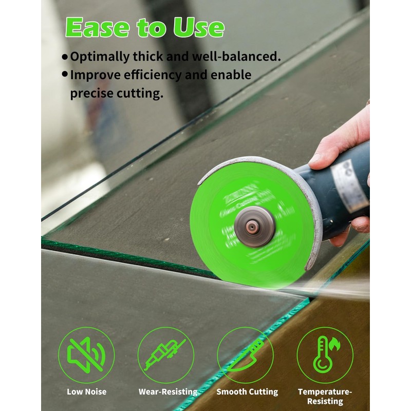 ZORUNNA 10 Pack Glass Cutting Disc for Angle Grinder, 4"