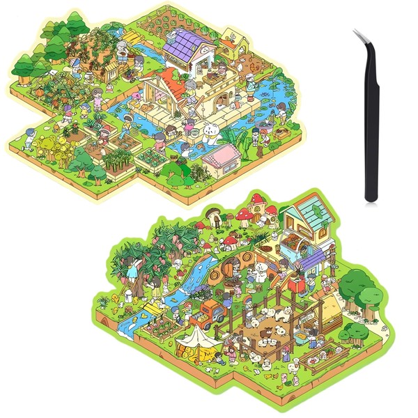 3D Sticker Scene Sets with Tweezers, DIY House and Farm