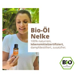 PHINTIN BIO Nelkenöl | 100% NATURREIN | Lebensmittelqualität | Zum Einnehmen | Echtes Gewürznelkenöl | Ätherisches Nelken Öl für Zahn- und Mundpflege | Duftöl Clove Oil