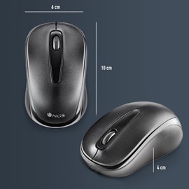 NGS Easy Gamma - 2.4GHz Wireless Optical Mouse Nano Receiver, 1200 DPI mit USB-Anschluss, 2 Tasten + Scrollrad