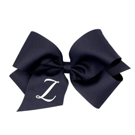 Wee Ones Girls' Initial It Monogram Hair Bows on a WeeStay No Slip Hair Clip, For All Ages and Hair Types, Navy Bow, King Size, Letter Z