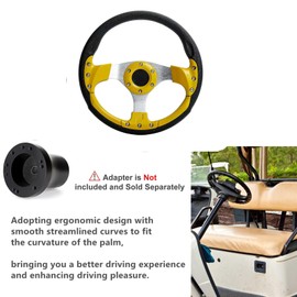Golf Cart Steering Wheel,Universal Modified Golf Cart Skid Steering Wheel,for Club Car EZGO RXV and TXT, Yamaha, Precedent Tempo (Yellow)