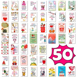 50 Unique Thank You Cards Multipack for Employee Appreciation Gifts, Wellbeing Gifts with 50 Unique Designs for Coworkers, Teachers, Boss, Material with Smooth Coating, Portable