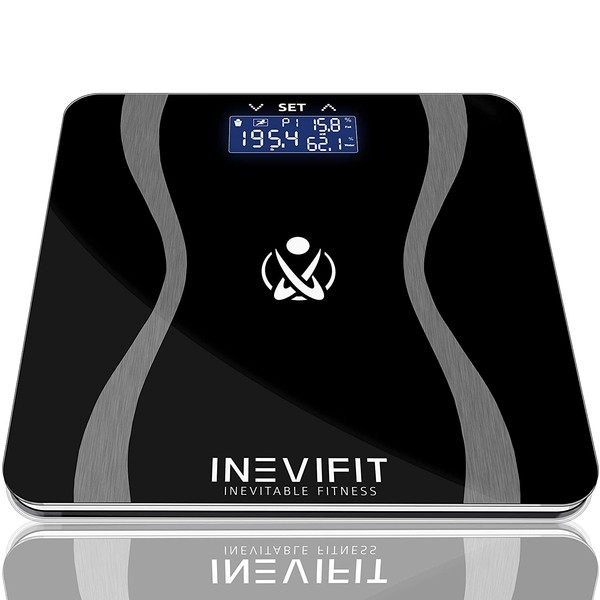 INEVIFIT Body-Analyzer Scale, Highly Accurate Digital Bathroom Body Composition Analyzer, Measures Weight, Body Fat, Water, Muscle & Bone Mass for 10 Users. Includes Batteries